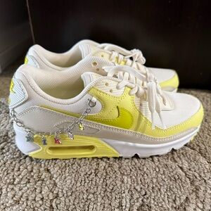 Nike White and Yellow Women's Sneakers